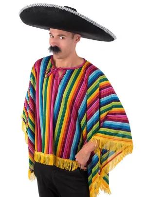 Striped Rainbow Mens Mexican Costume Poncho
