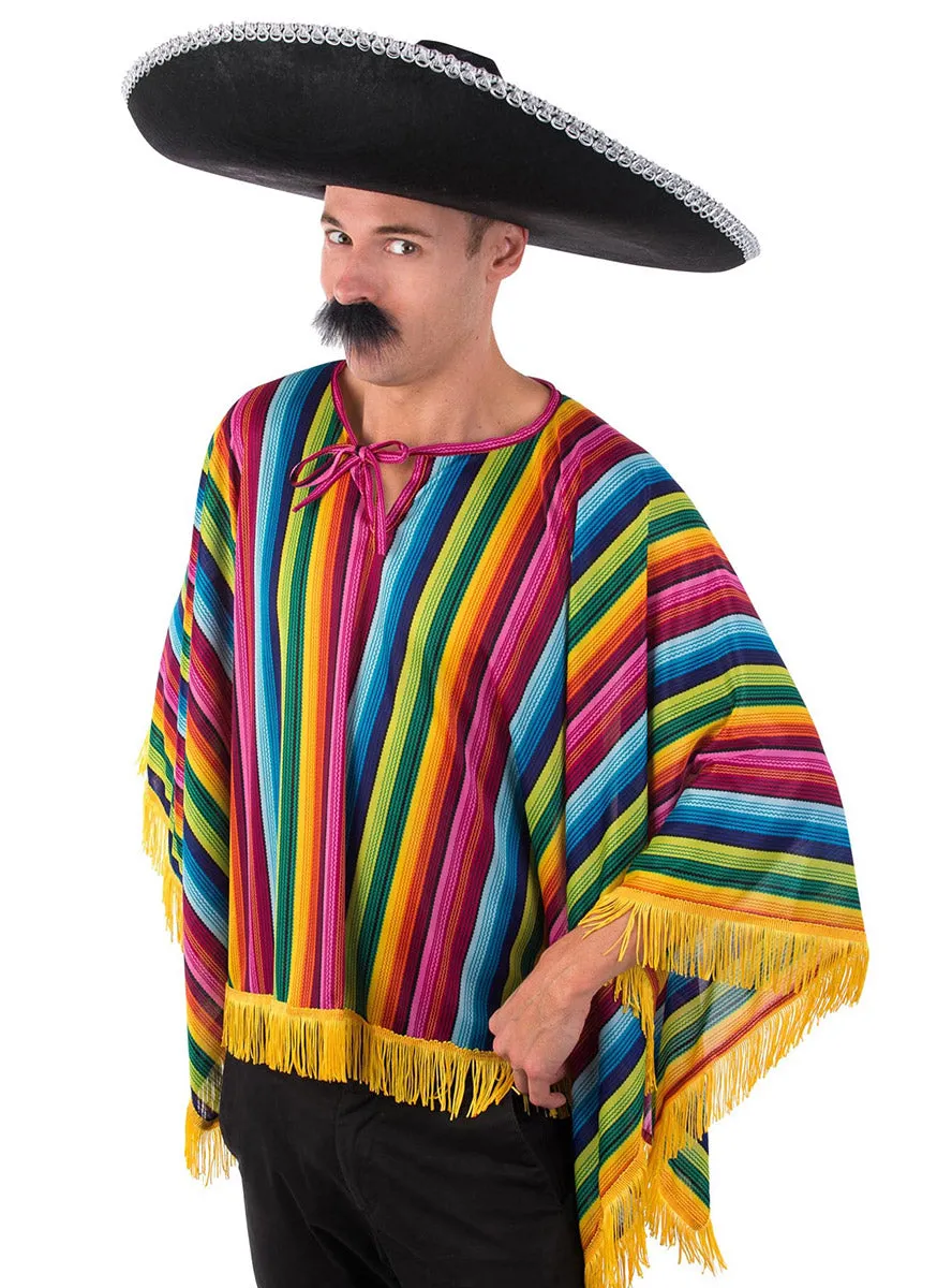Striped Rainbow Mens Mexican Costume Poncho