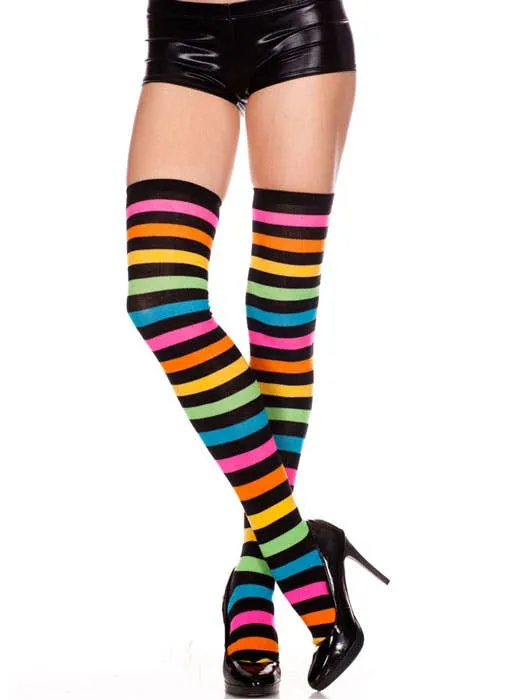 Striped Rainbow Thigh High Stockings