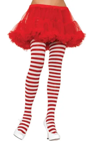 Striped Red and White Full Length Pantyhose