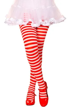 Striped Red and White Girls Costume Tights