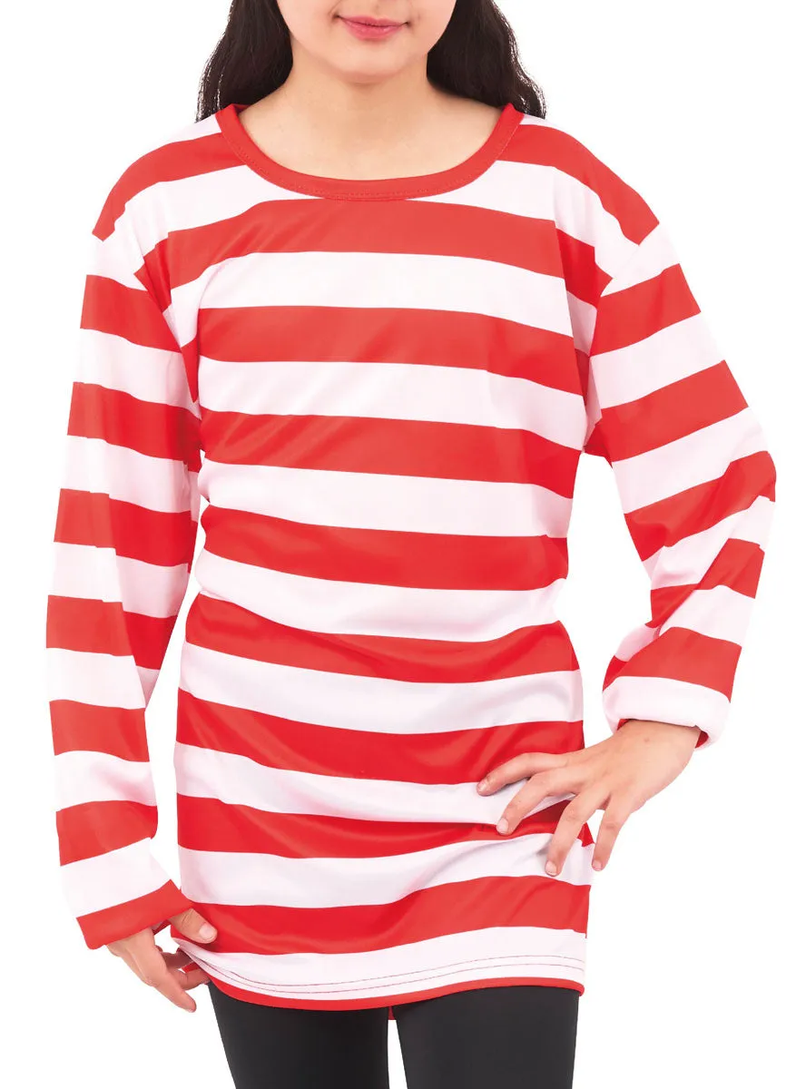 Striped Red and White Kids Book Character Costume Top