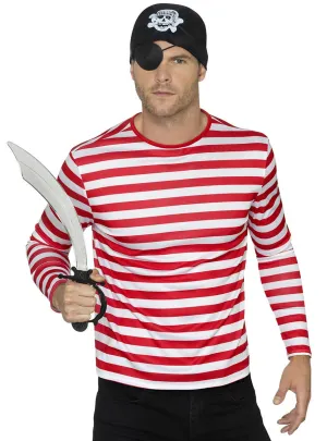 Striped Red and White Mens Pirate Costume Shirt
