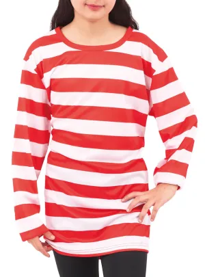 Striped Red and White Teen Book Character Costume Top