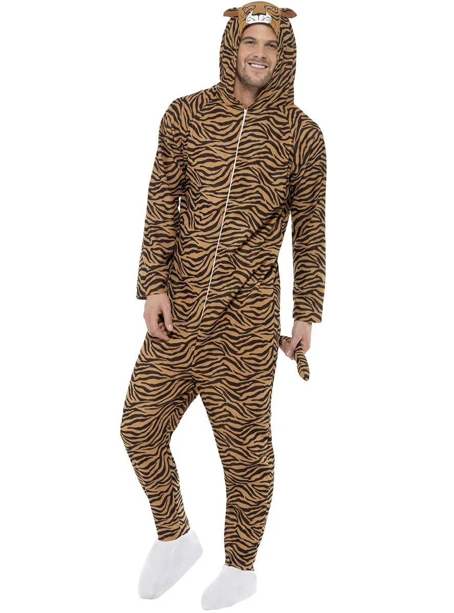 Striped Tiger Mens Onesie Costume