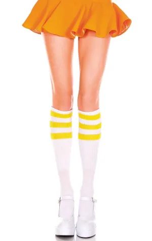 Striped Top Yellow and White Knee High Stockings