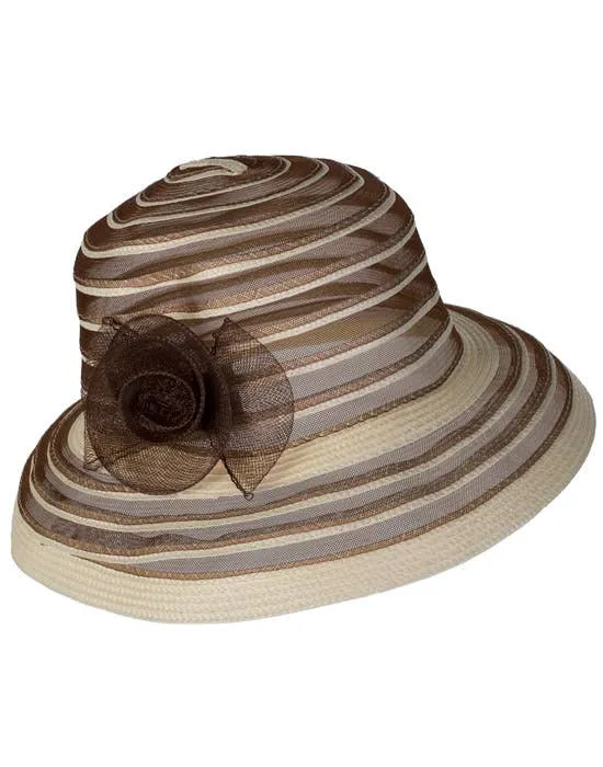 Striped Womens  Brown and Cream 1940s Race Day Costume Hat