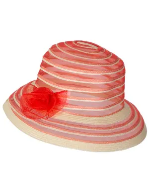 Striped Womens Red And Cream 1940s Race Day Costume Hat