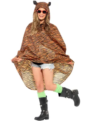 Striped Womens Tiger Animal Costume Poncho