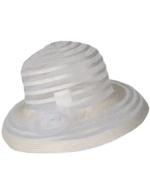 Striped Womens White And Cream 1940s Race Day Costume Hat