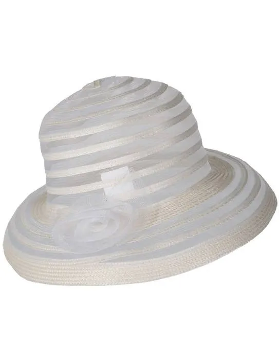 Striped Womens White And Cream 1940s Race Day Costume Hat