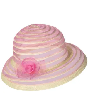 Striped Womens White And Pink 1940s Race Day Costume Hat