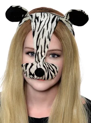 Striped Zebra Ears and Nose Costume Headband