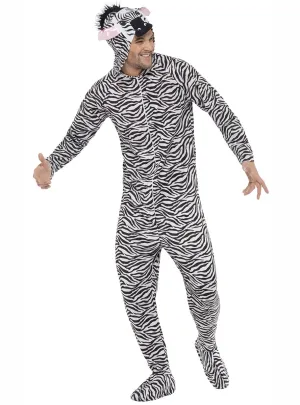 Striped Zebra Mens Animal Onesie Costume