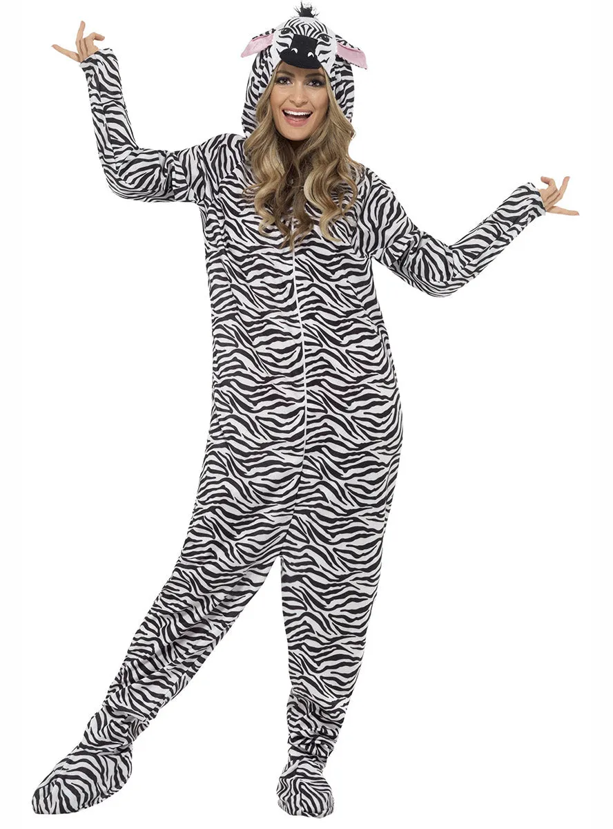 Striped Zebra Womens Animal Onesie Costume