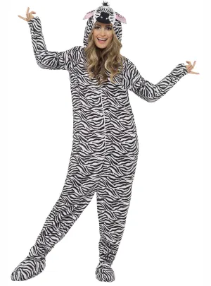 Striped Zebra Womens Animal Onesie Costume