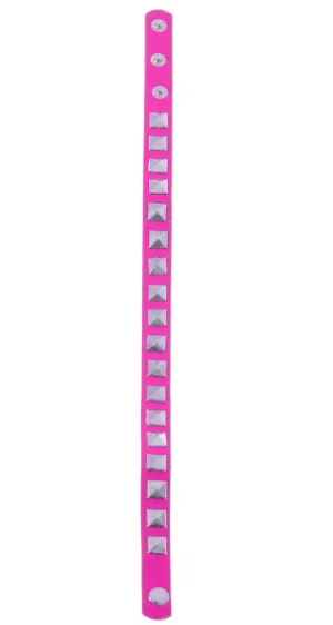 Studded 80s Neon Pink Punk Choker Accessory