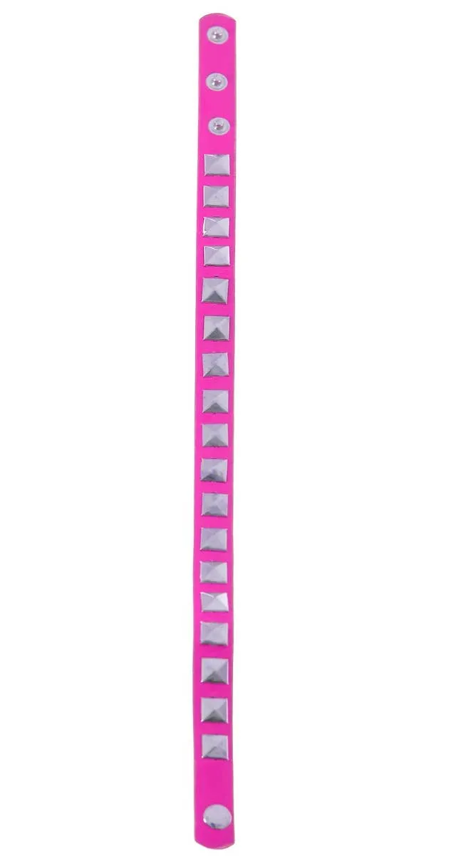 Studded 80s Neon Pink Punk Choker Accessory