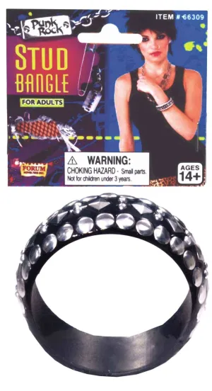 Studded Womens Black And Silver Punk Rock 80s Bangle