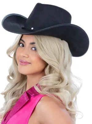 Studded Womens Black Cowboy Costume Hat