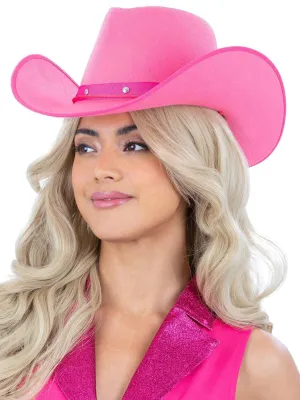 Studded Womens Pink Cowboy Costume Hat