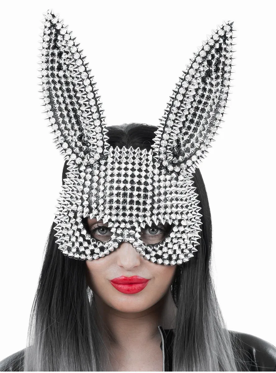Studded Womens Silver Bad Bunny Costume Mask