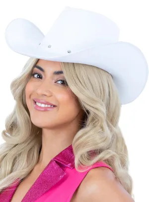 Studded Womens White Cowboy Costume Hat
