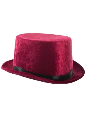Suave Burgundy Velvet Costume Top Hat