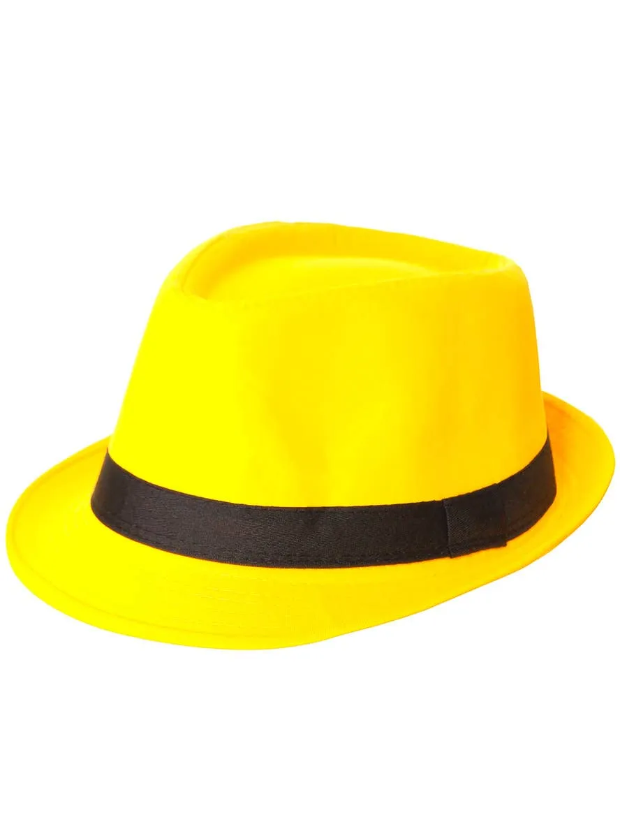 Sublime Yellow Fedora Costume Hat with Black Band