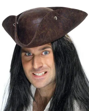 Suede Pirate Tricorn Costume Hat