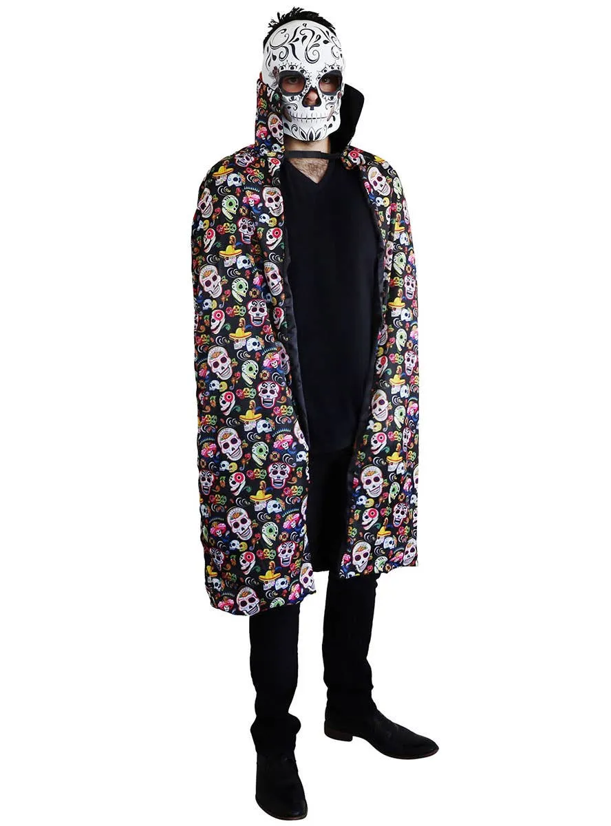 Sugar Skull Day of the Dead Mens Costume Cape