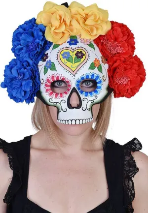 Sugar Skull Full Face Womens Floral Masquerade Mask
