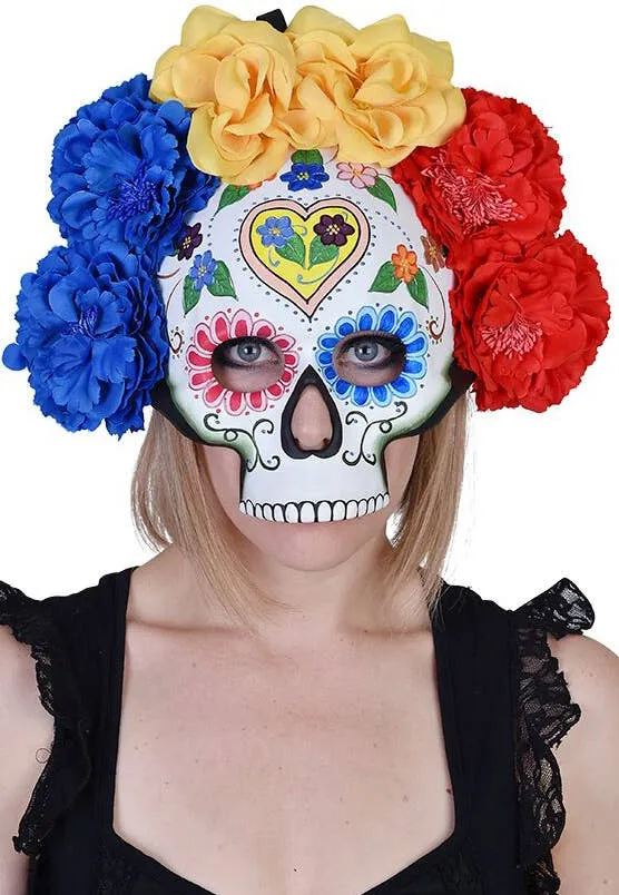 Sugar Skull Full Face Womens Floral Masquerade Mask