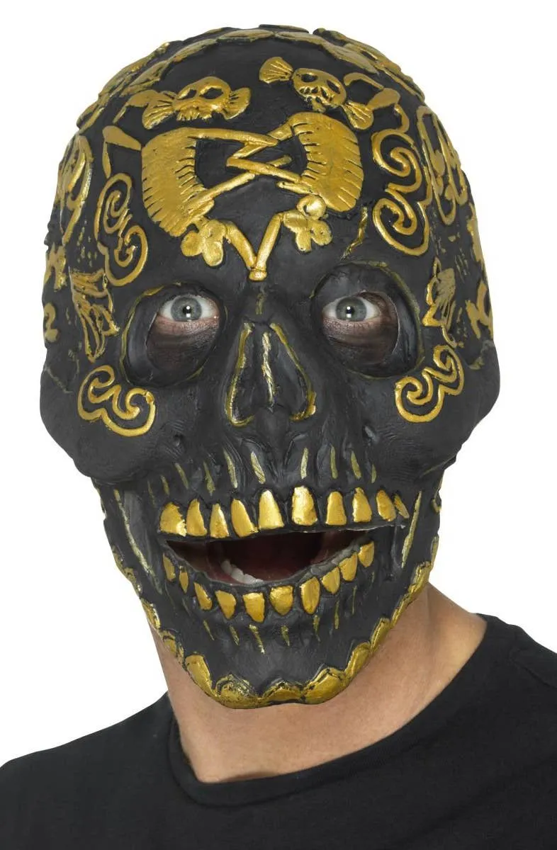 Sugar Skull Gold and Black Latex Costume Mask
