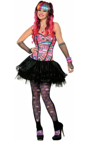 Sugar Vibe Womens Rainbow 80s Costume