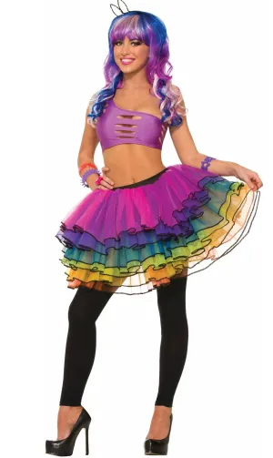 Sugar Vibe Womens Sparkling Rainbow Costume Tutu