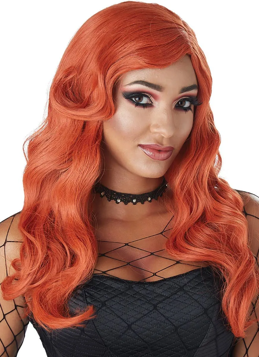 Sultry Siren Womens Long Ginger Costume Wig