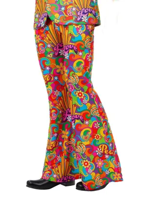 Summer Of Love Mens Rainbow Flared 60s Costume Pants