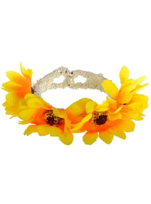 Sunflower 1970s Yellow Floral Hippie Costume Bracelet