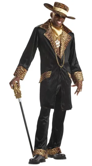Supa Mac Daddy Mens Black Velveteen Pimp Costume