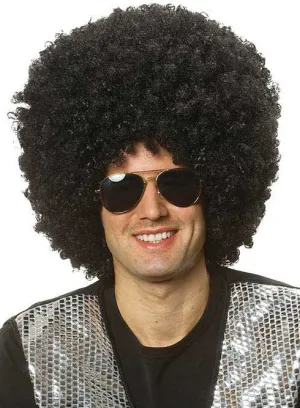 Super 70s Mens Black Afro Costume Wig