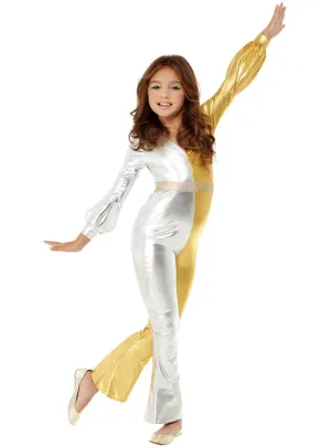 Super Chic Girls Gold And Silver 70s Disco Costume