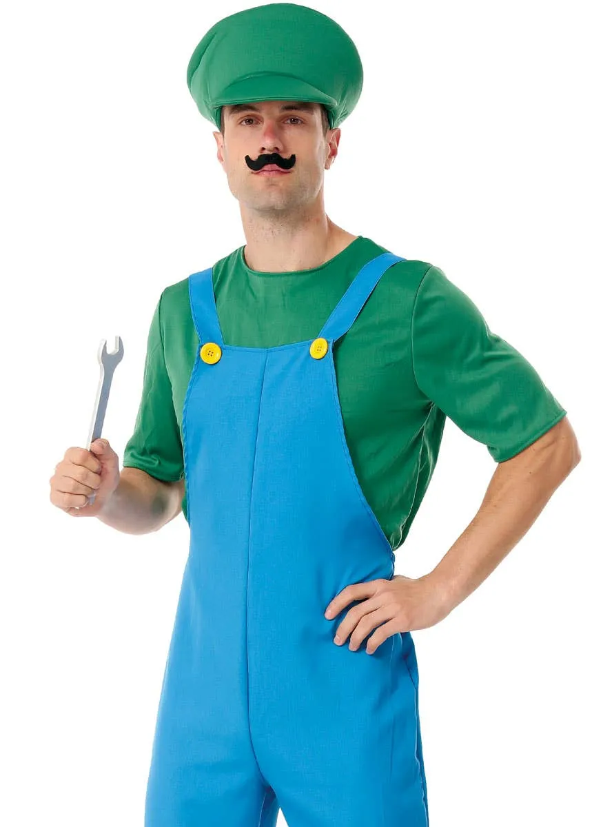Super Green Plumber Mens Video Game Costume