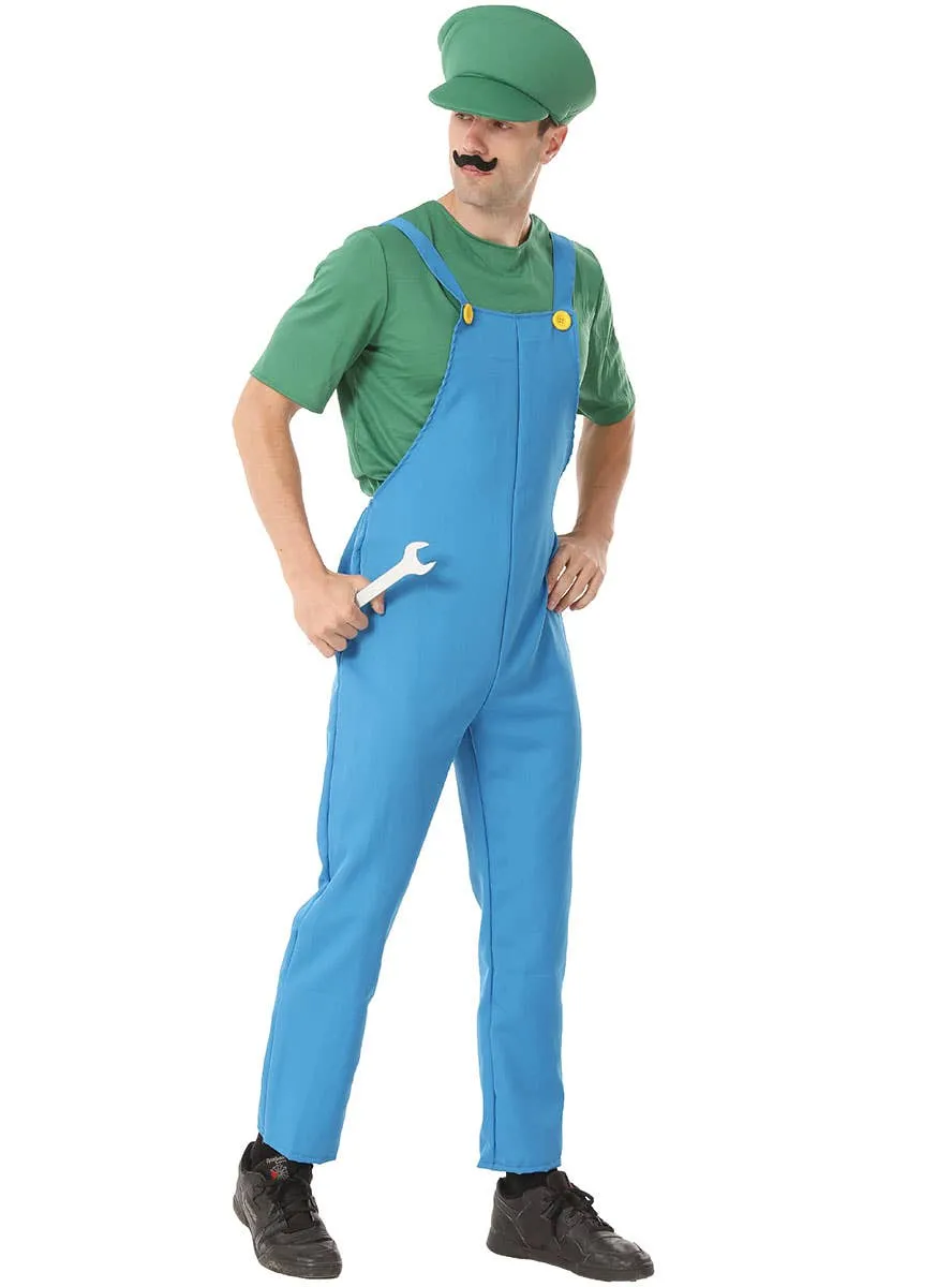 Super Green Plumber Mens Video Game Costume