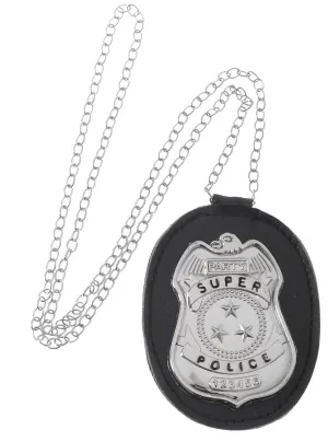 Super Police Detective Badge on Chain Costume Accessory