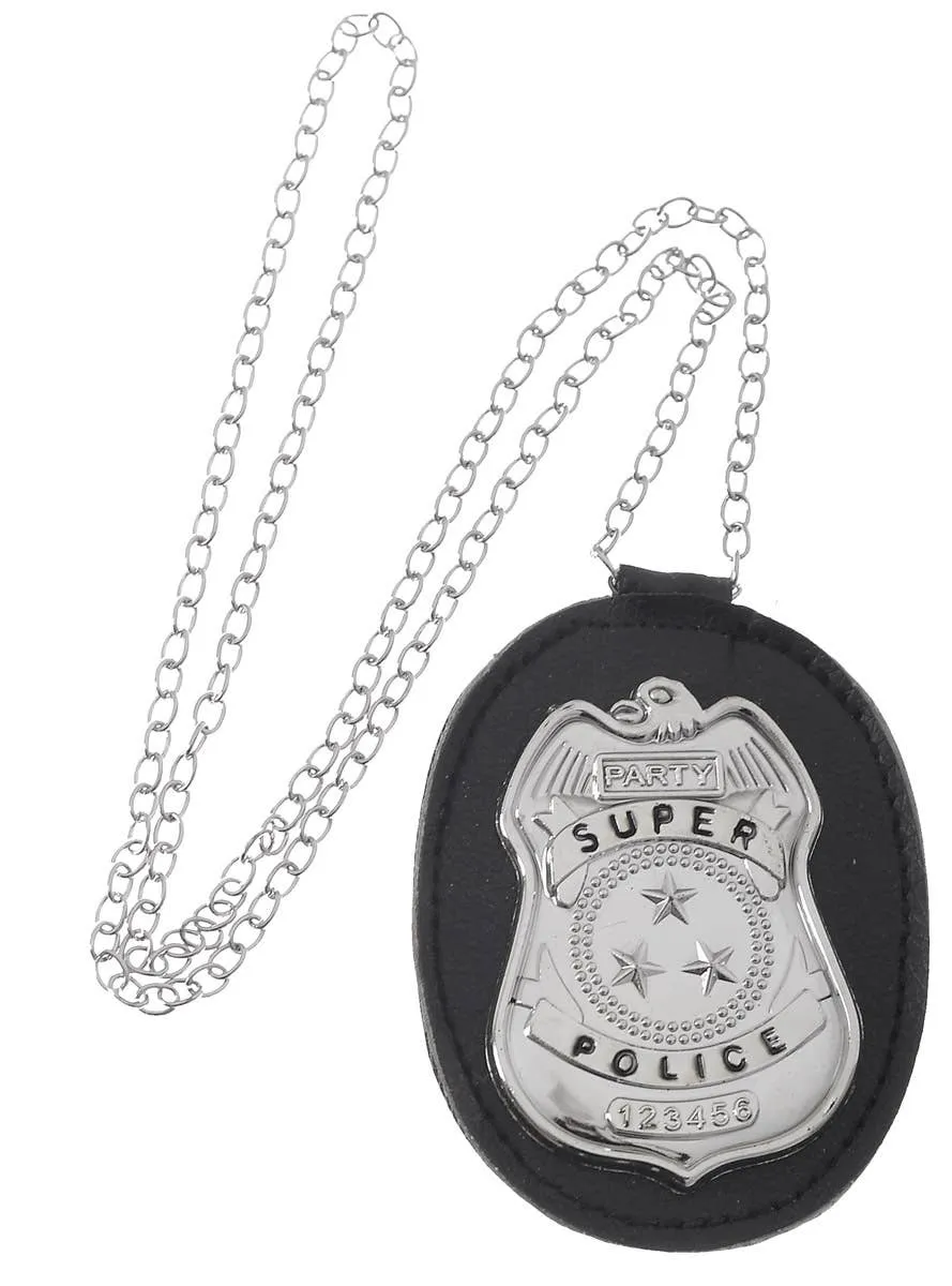 Super Police Detective Badge on Chain Costume Accessory