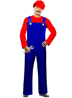 Super Red Plumber Mens Gaming Character Costume