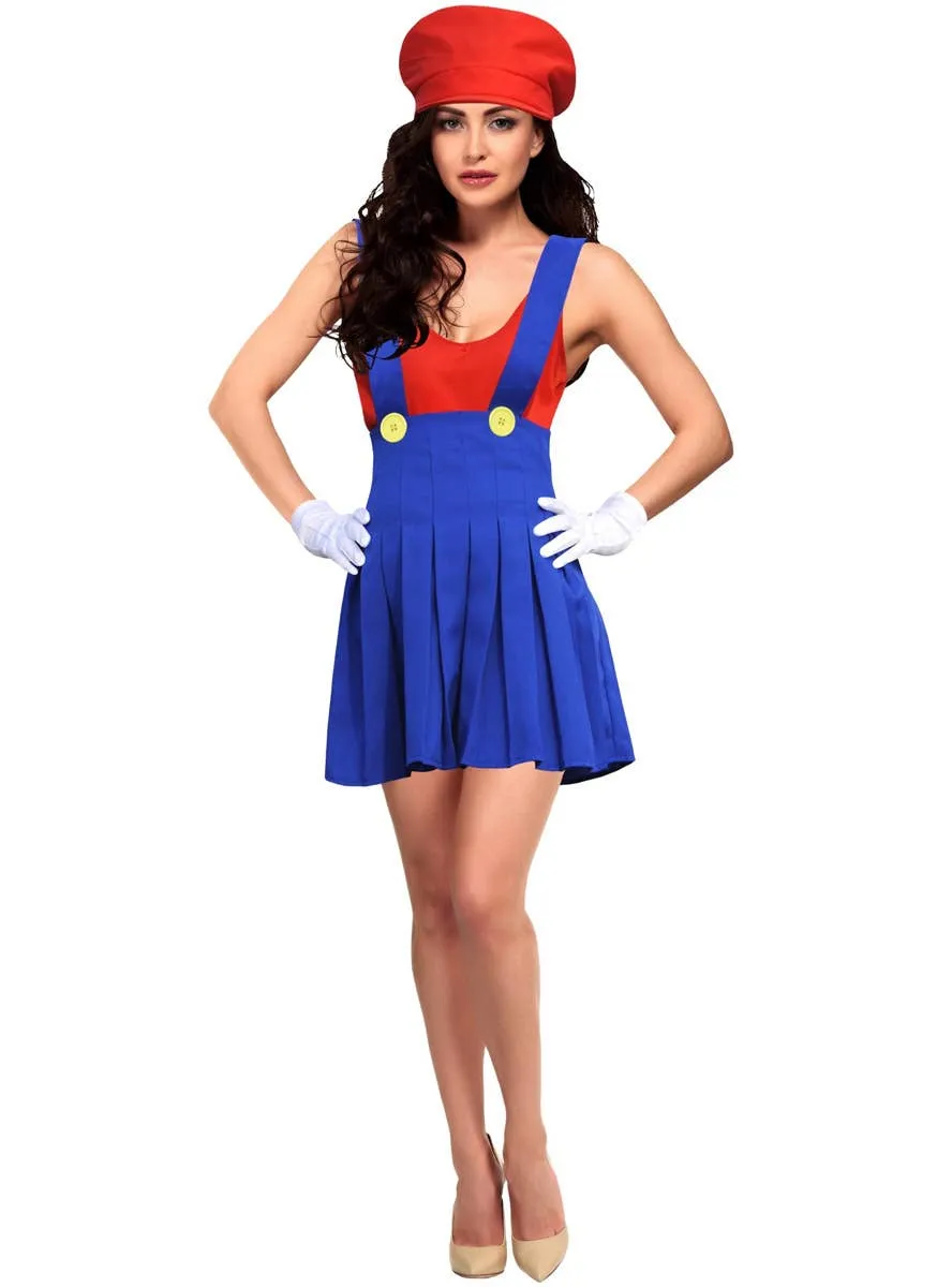 Super Red Plumber Womens Gaming Character Costume