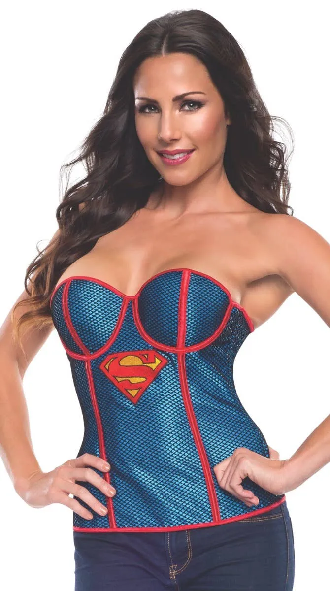 Supergirl Fishnet Overlay Womens Sexy Costume Corset
