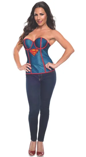 Supergirl Fishnet Overlay Womens Sexy Costume Corset